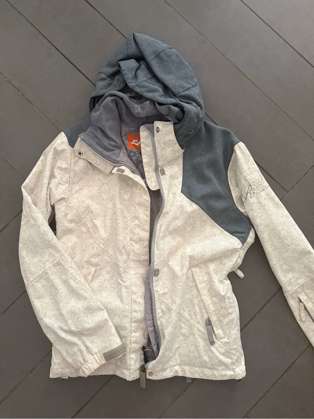 Ride Snowboarding Gray & White Hooded Women's Jacket - Lightweight Outdoor Coat